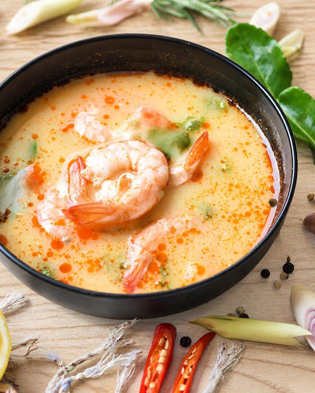 Chang Thai Kitchen の料理。トムヤムクン(海老の酸味と辛味のスープ)