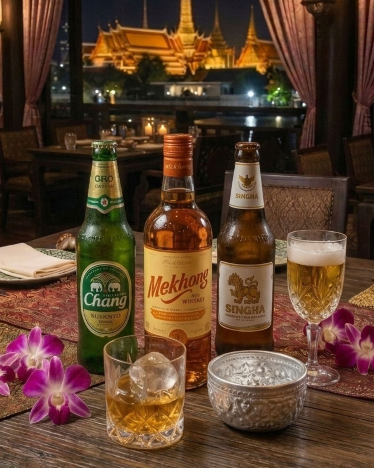 Chang Thai Kitchen の料理。タイのビールとお酒